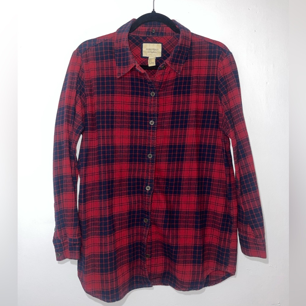 Forever 21 Red and Black Plaid Shirt